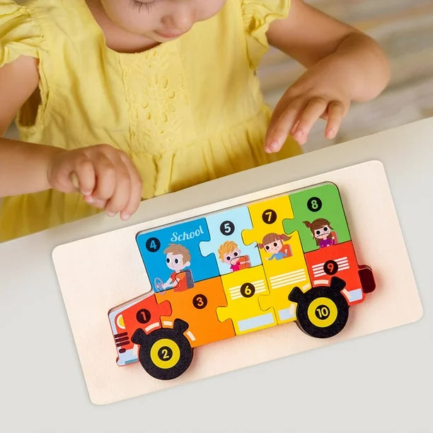 Puzzle éducatif en bois – Jeu Montessori évolutif animaux et dinosaures 3D