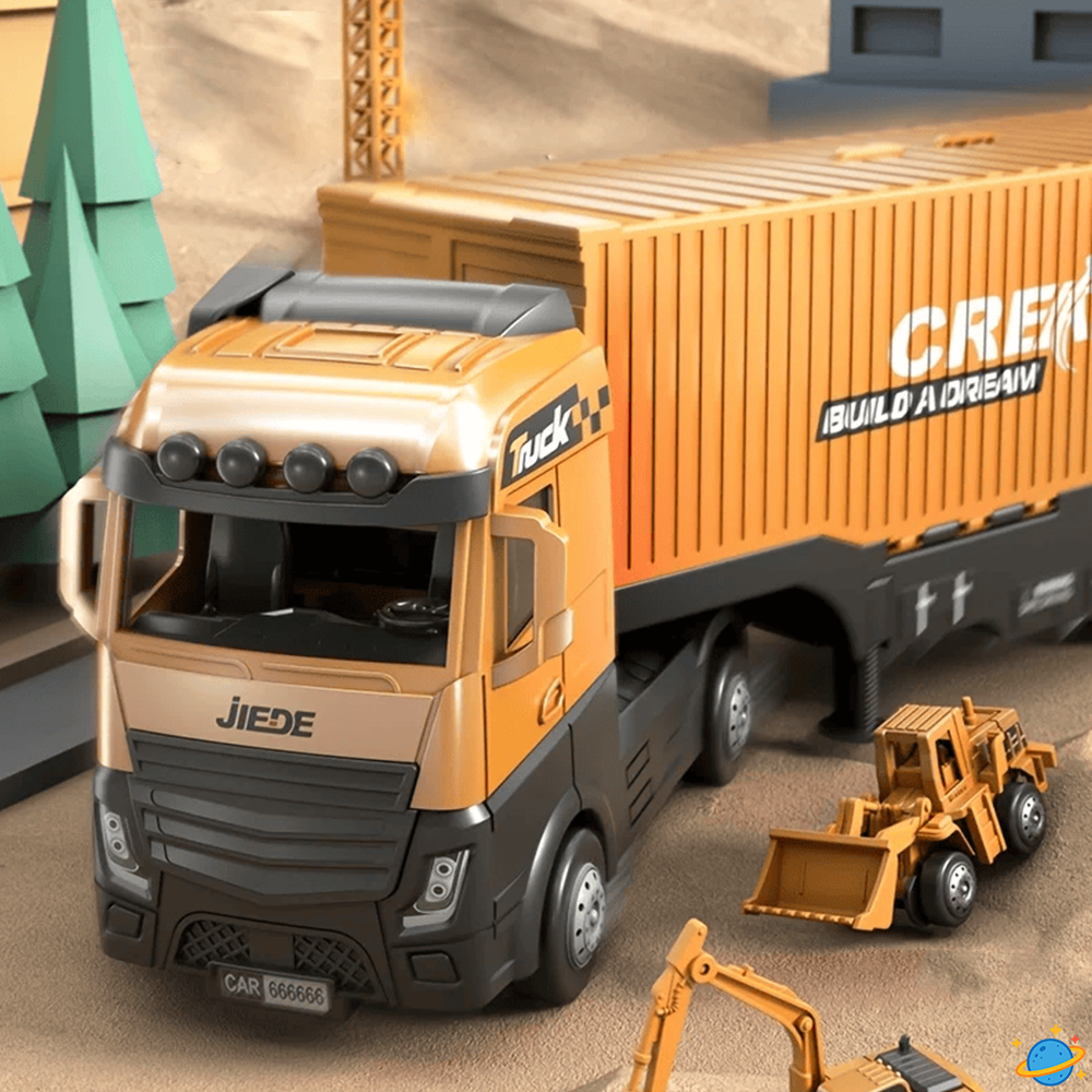 Set de Camions de Chantier Montessori avec Grue, Bétonnière & Accessoires