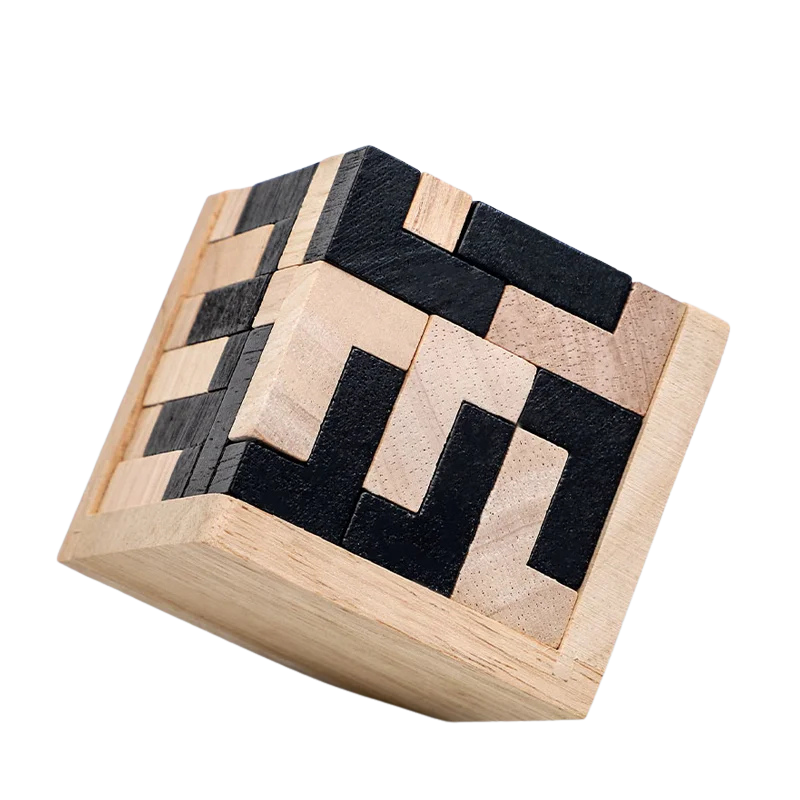 Cube 3D en bois – Puzzle éducatif Montessori évolutif
