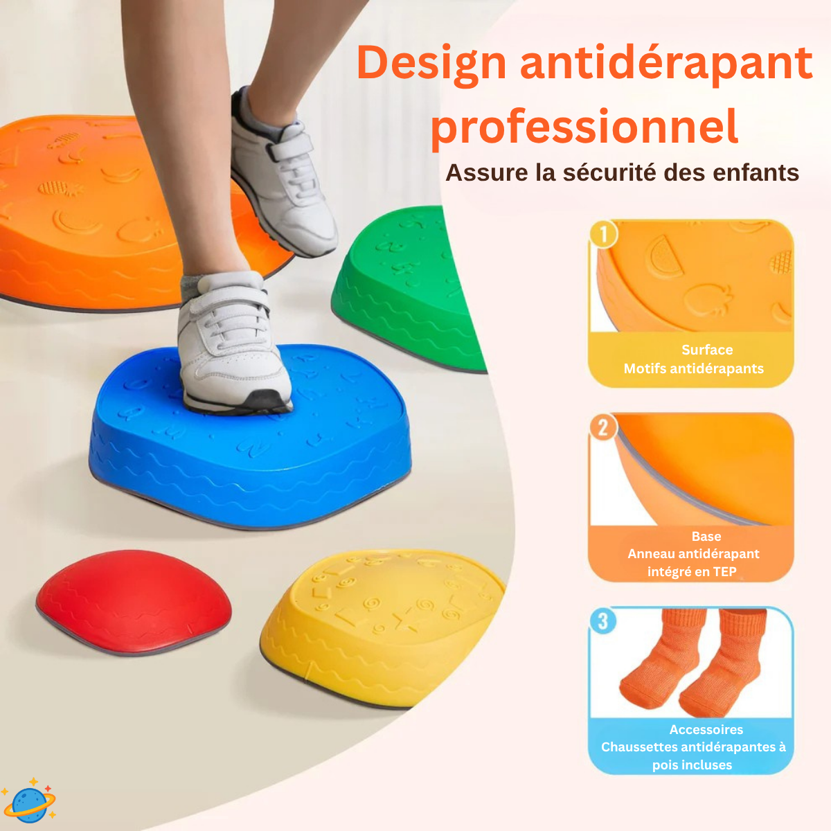 Jeu sensoriel évolutif – Pierres d’équilibre Montessori pour motricité et coordination