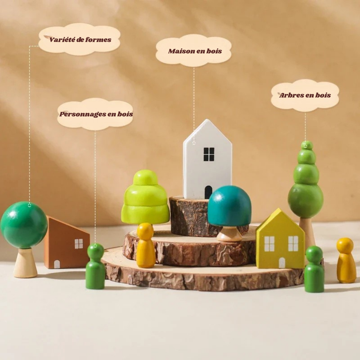 Jeu d’équilibre en bois – Forêt et maisons Montessori évolutives