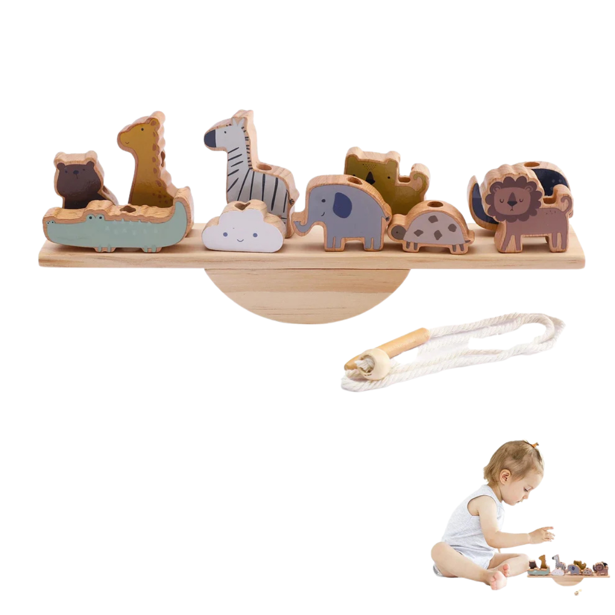 Jeu d’équilibre en bois – Forêt et maisons Montessori évolutives