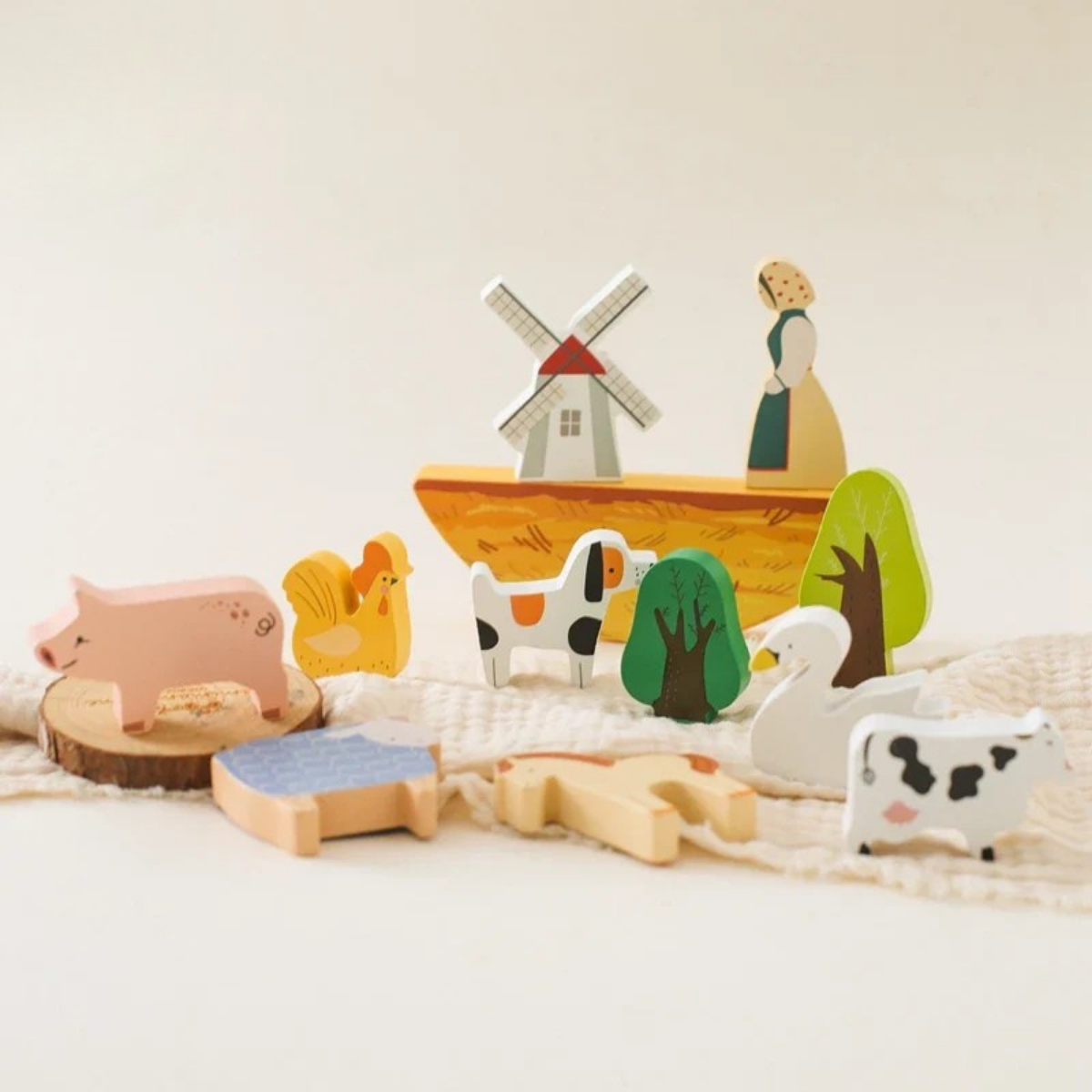 Ferme en bois Montessori – Jeu éducatif évolutif avec animaux et décor