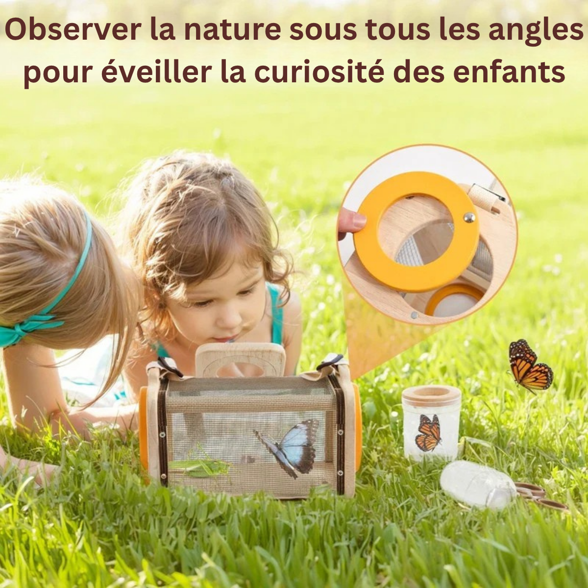 Kit d’exploration nature en bois – Jeu éducatif Montessori pour aventuriers en herbe
