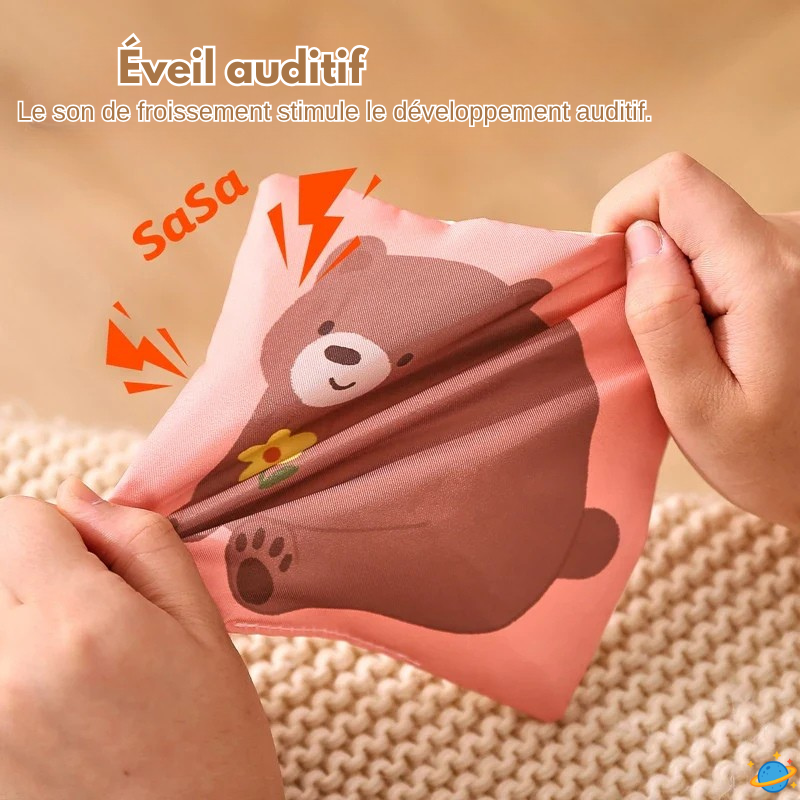 Cube sensoriel évolutif – Jeu d’éveil Montessori avec foulards colorés