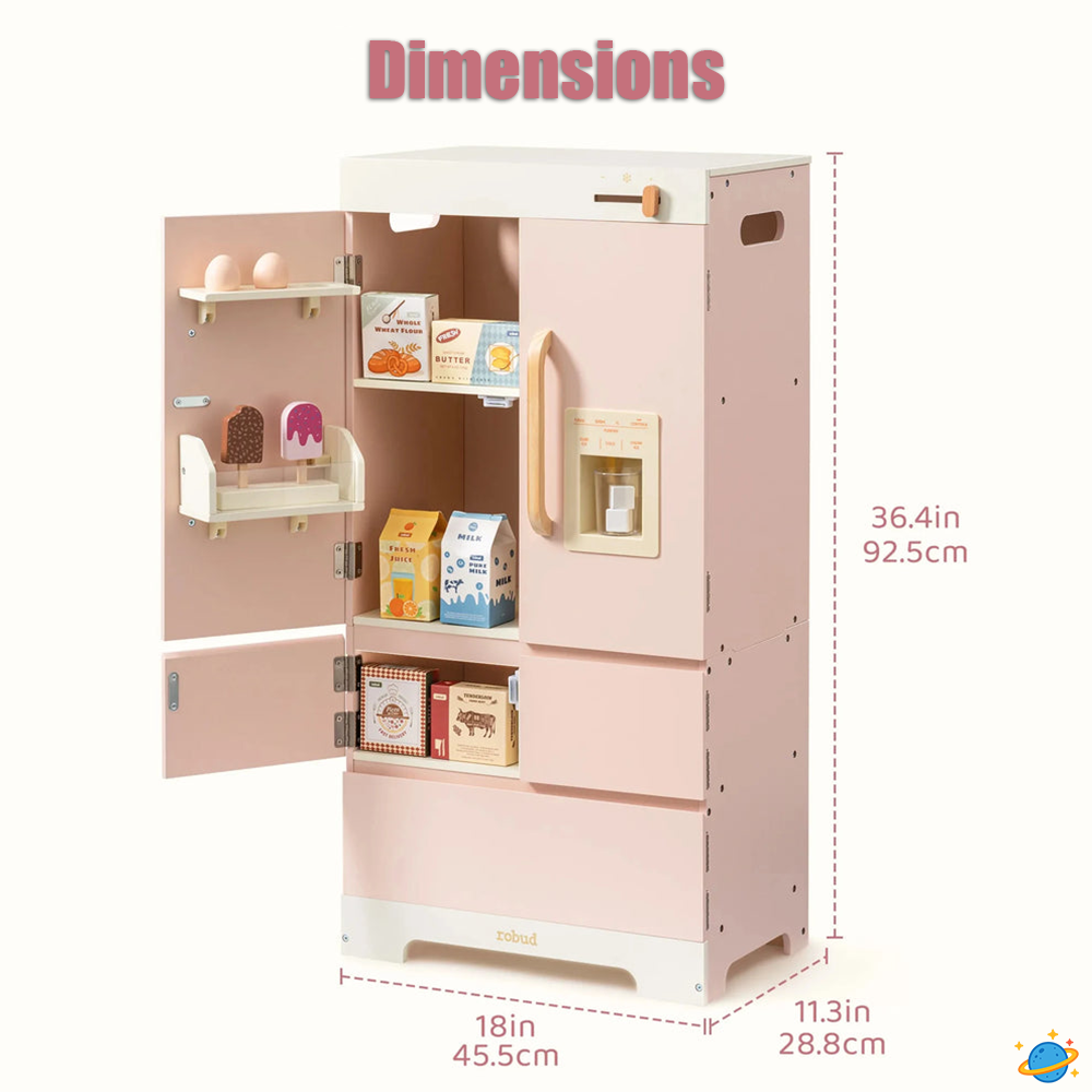 Réfrigérateur en Bois Montessori pour Enfant – Jeu d’Imitation Cuisine