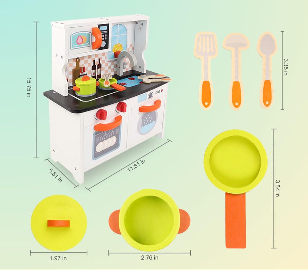 Cuisine en Bois Montessori avec Accessoires – Jeu d’Imitation Réaliste pour Enfants
