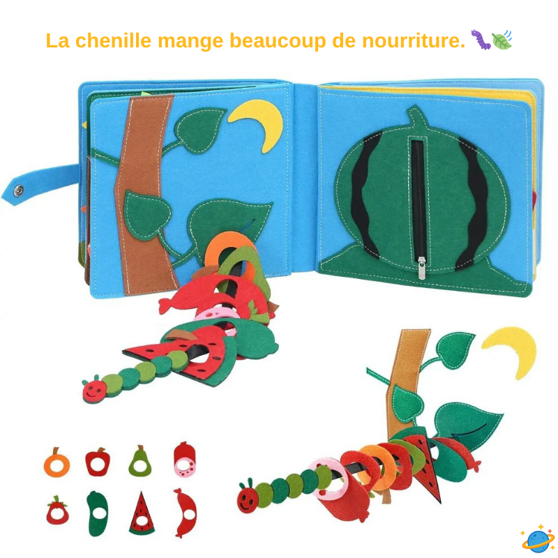 Livre sensoriel évolutif – Ferme Montessori en feutrine avec animaux et histoires