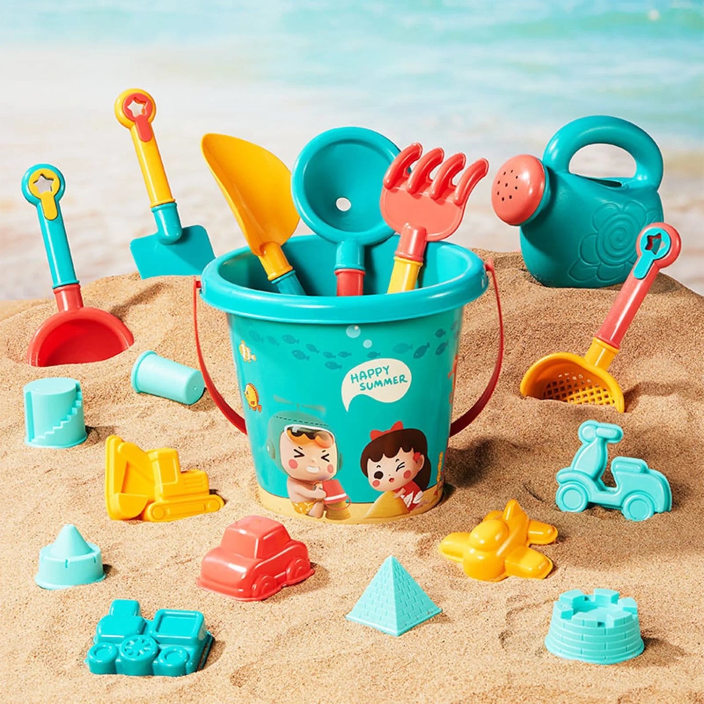 Set de Plage Montessori pour Enfant – Seau, Pelles et Moules de Sable