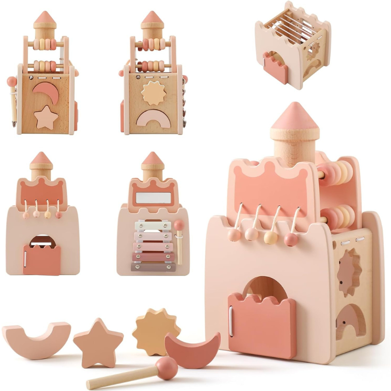 Jouet Montessori Évolutif en Bois – Activités avec Formes Géométriques
