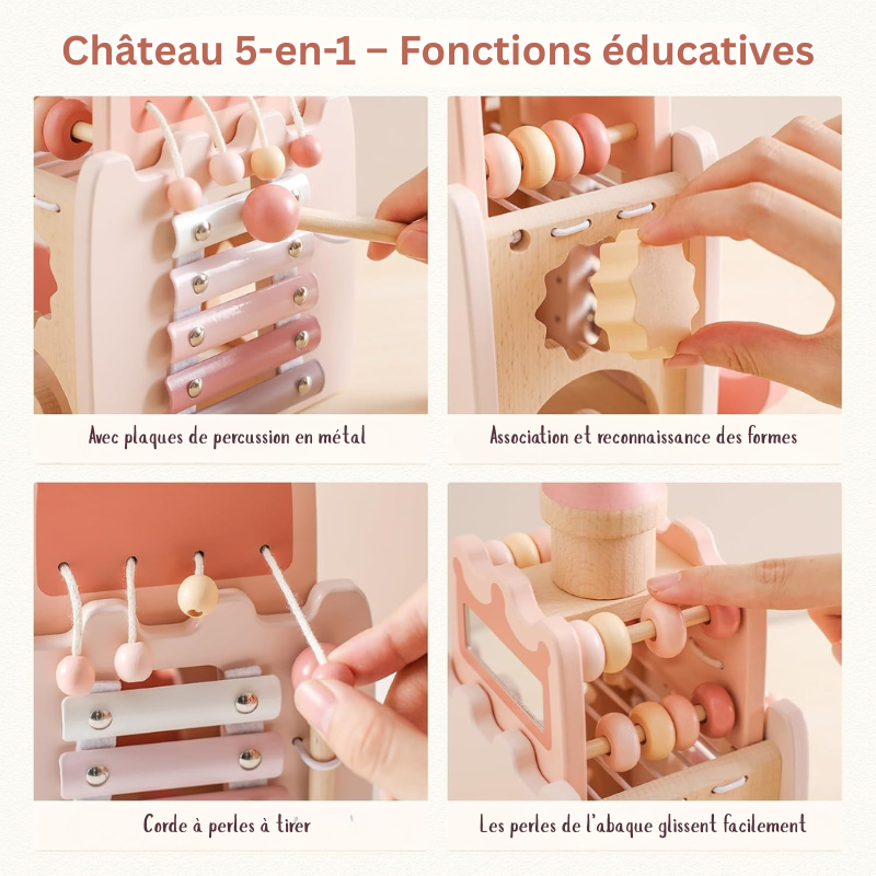Jouet Montessori Évolutif en Bois – Activités avec Formes Géométriques