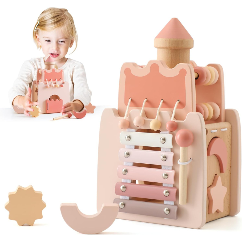 Jouet Montessori Évolutif en Bois – Activités avec Formes Géométriques