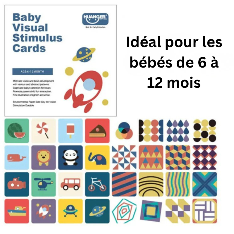 Cartes de Stimulation Visuelle Montessori – Jouet Éducatif Haut Contraste