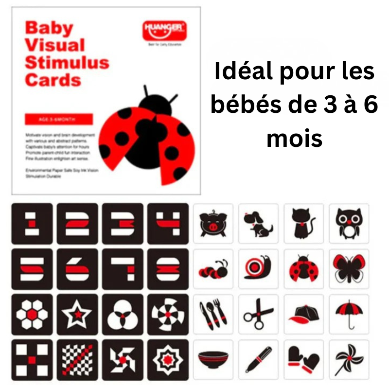 Cartes de Stimulation Visuelle Montessori – Jouet Éducatif Haut Contraste