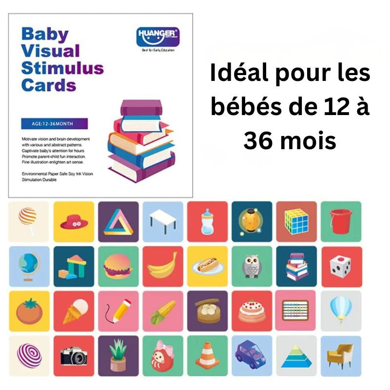 Cartes de Stimulation Visuelle Montessori – Jouet Éducatif Haut Contraste