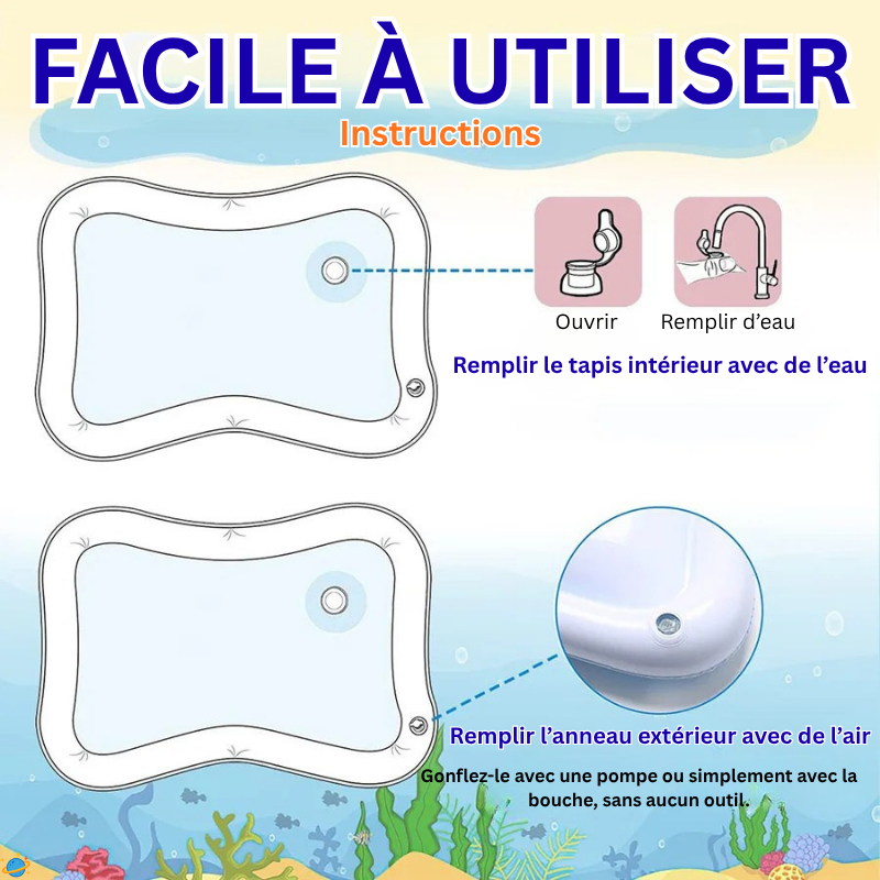 Tapis d’Éveil Aquatique Gonflable – Jeu Sensoriel Montessori Bébé