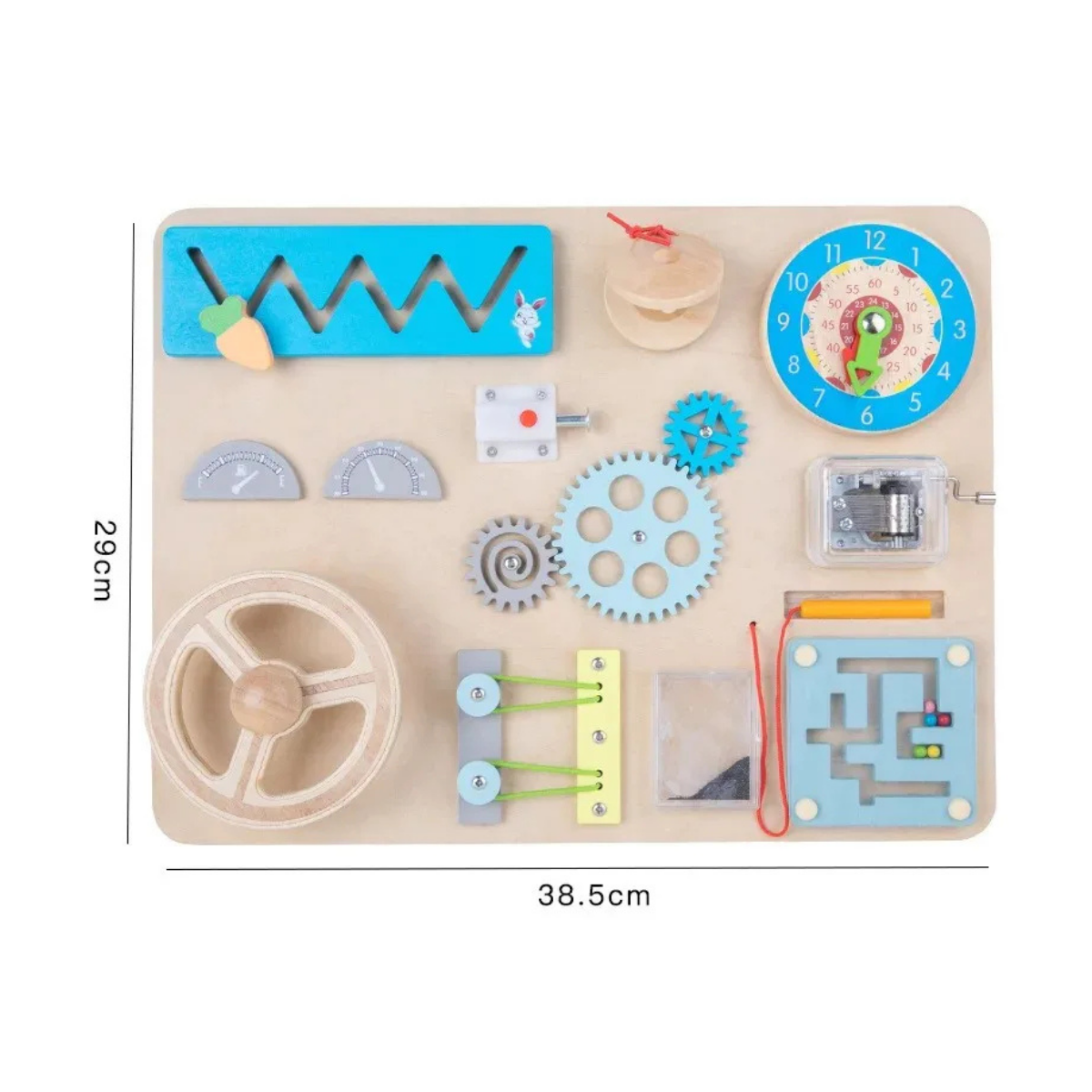 Jouet Montessori Évolutif en Bois – Busy Board Voiture avec Volant Musical et Activités Éducatives