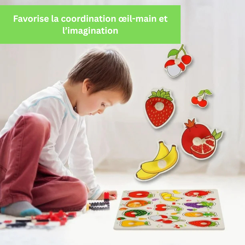 Jouet Montessori évolutif – Puzzle en bois éducatif à encastrer