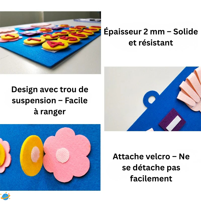 Tableau mathématique en feutrine – Jeu éducatif Montessori évolutif