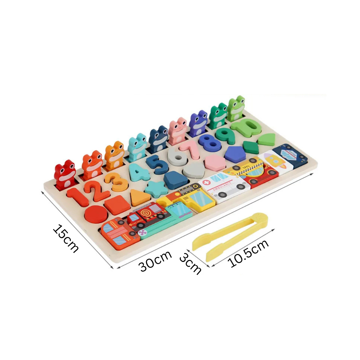 Jeu Éducatif Montessori 4-en-1 en Bois – Formes, Chiffres, Pêche & Animaux