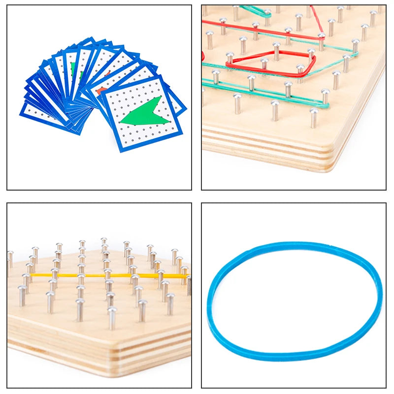 Géoplan en bois – Jeu de géométrie Montessori éducatif et évolutif