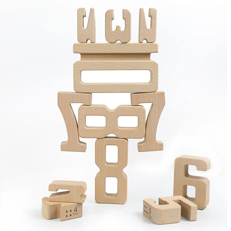 Blocs numériques Montessori en bois – Jeu d’équilibre et d’empilement éducatif (1 à 10)