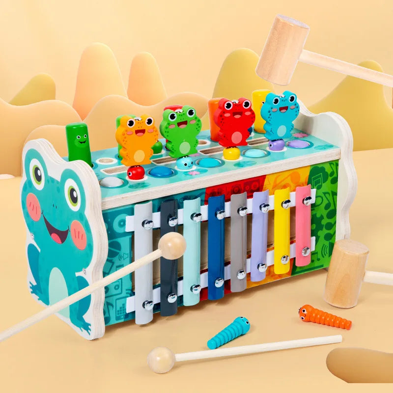 Jouet Montessori évolutif – Jeu éducatif grenouille multi-activités en bois