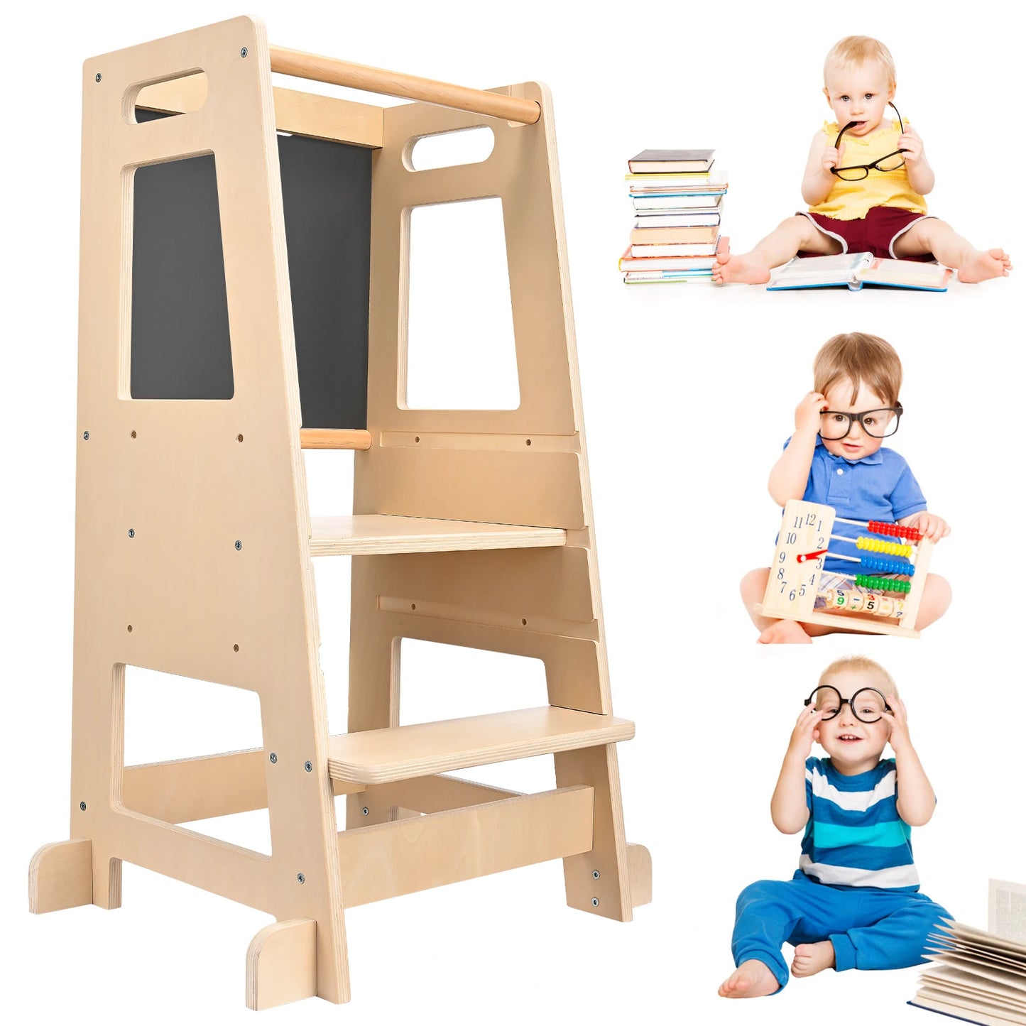 Tour d’Observation Montessori Évolutive – Avec Tableau Noir Double Face