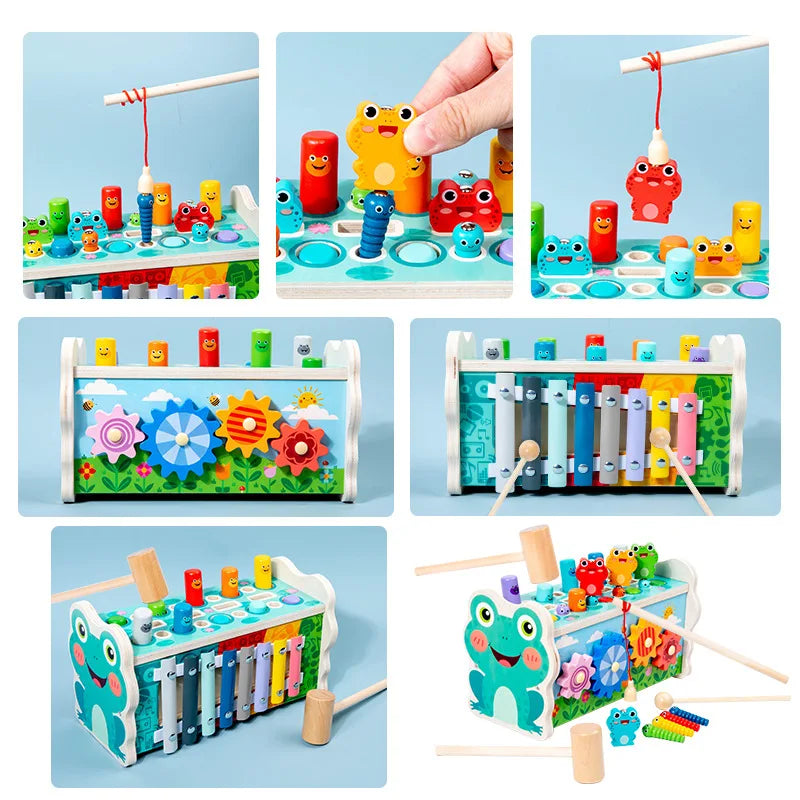 Jouet Montessori évolutif – Jeu éducatif grenouille multi-activités en bois