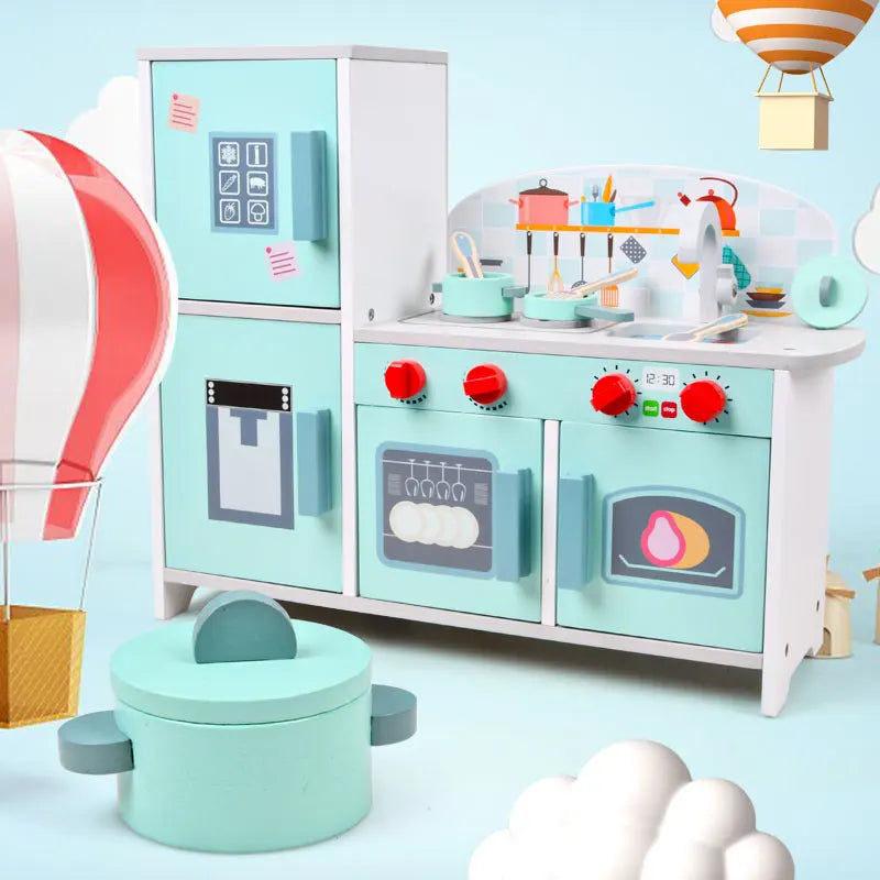 Cuisine en Bois Montessori avec Accessoires – Jeu d’Imitation Réaliste pour Enfants