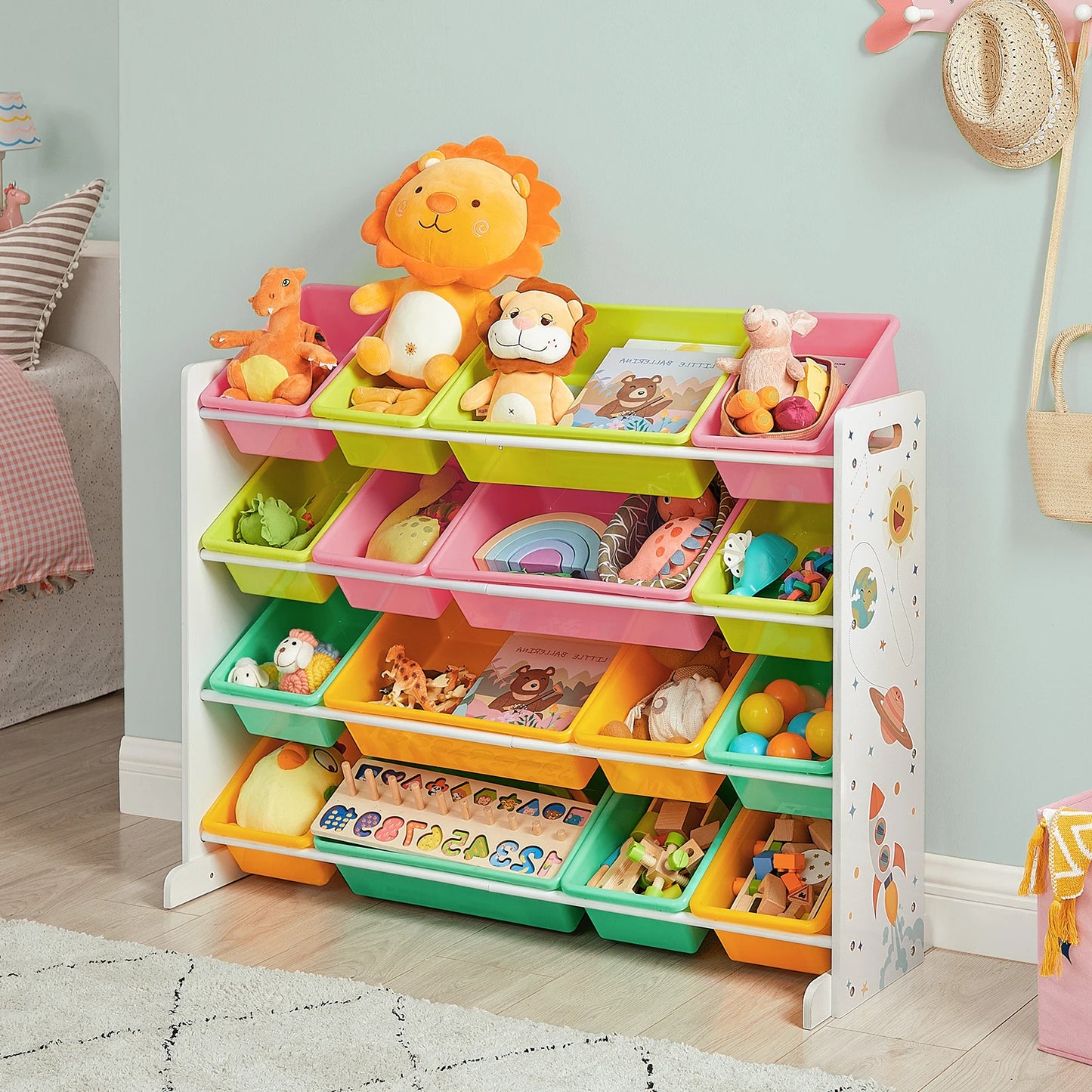 Étagère Montessori de Rangement avec Bacs Amovibles – Organisateur de Jouets et Livres pour Enfants