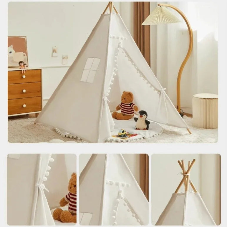 Tipi Montessori en Coton pour Enfant – Cabane de Jeu Pliable Intérieur et Extérieur
