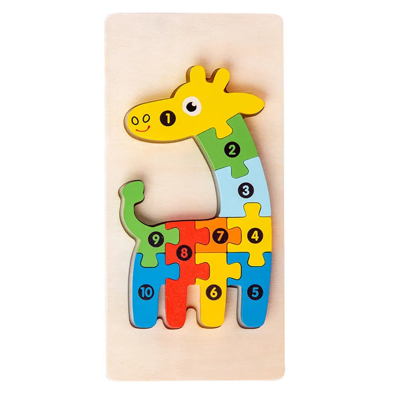 Puzzle éducatif en bois – Jeu Montessori évolutif animaux et dinosaures 3D
