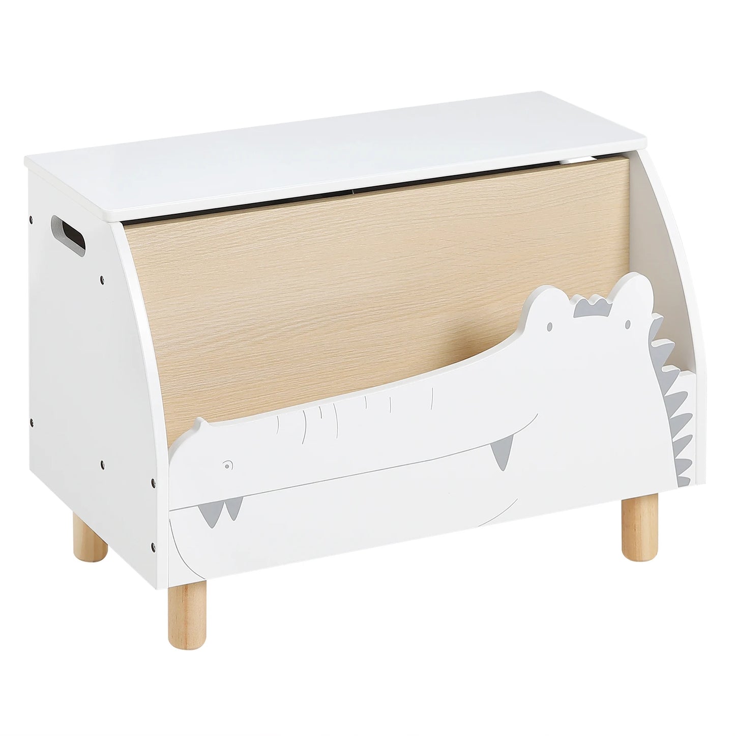 Coffre de Rangement Montessori avec Design Crocodile – Bibliothèque et Banc de Jouets pour Enfants