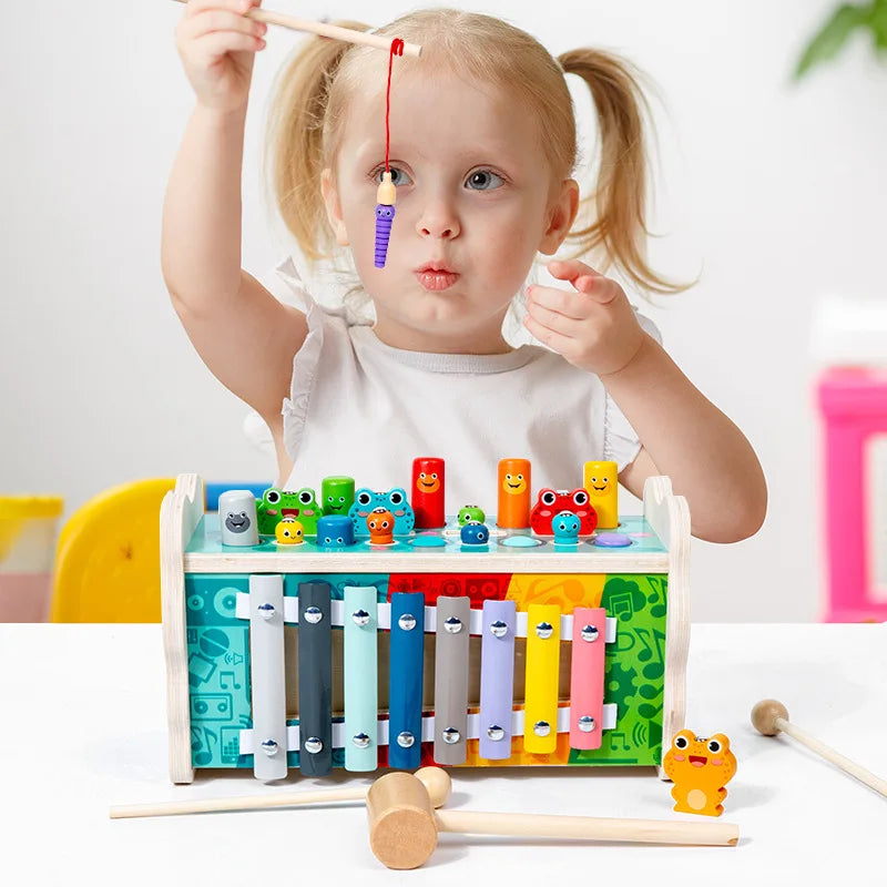 Jouet Montessori évolutif – Jeu éducatif grenouille multi-activités en bois