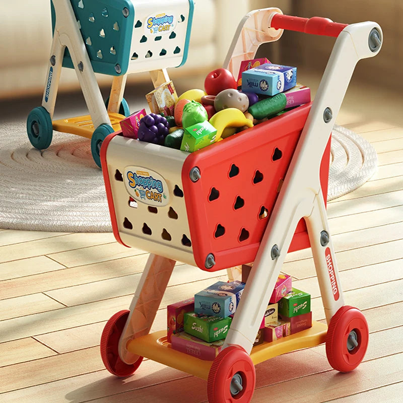 Chariot de Courses en Bois – Jouet Montessori Évolutif de Supermarché pour Enfants