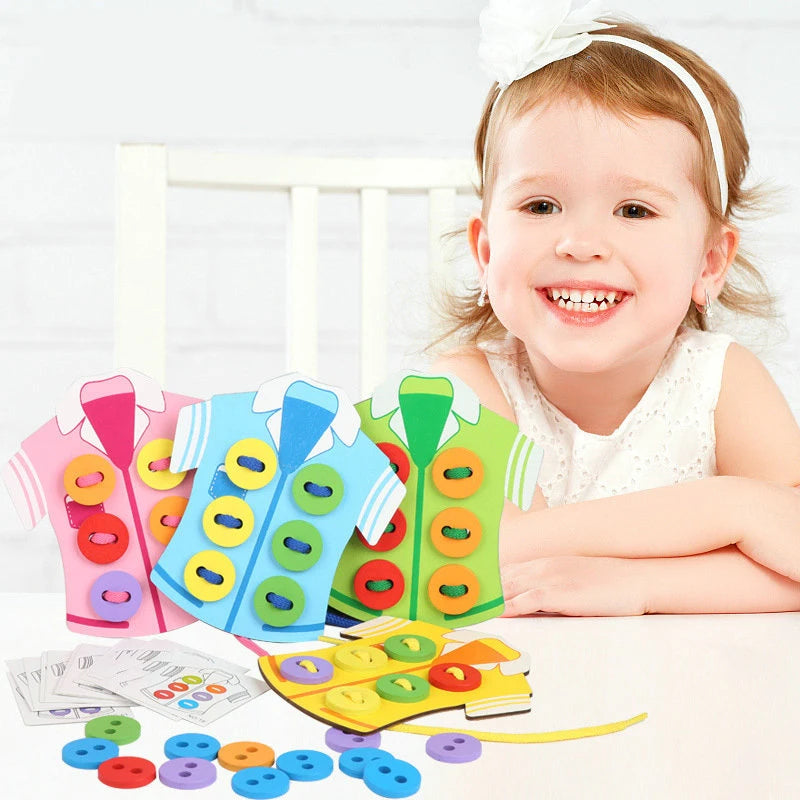 Jouet Montessori évolutif – Jeu éducatif d’habillage, boutons et laçage