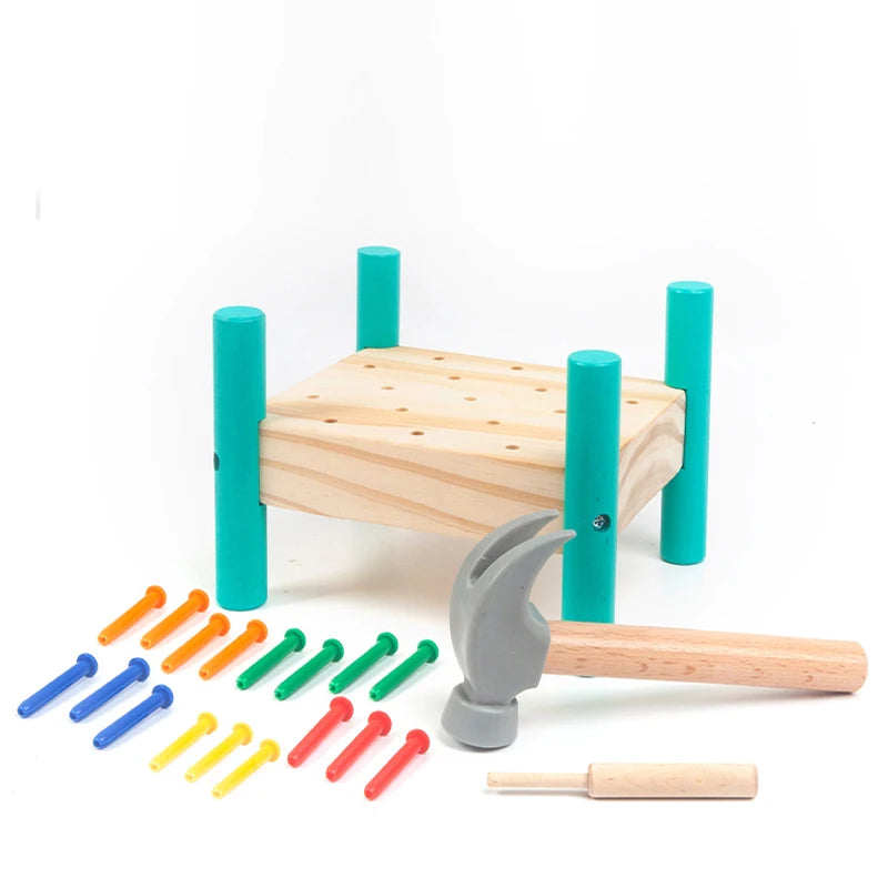 Planche à taper en bois – Jeu de marteau Montessori éducatif