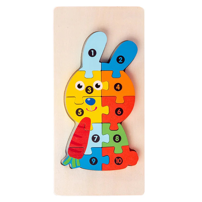 Puzzle éducatif en bois – Jeu Montessori évolutif animaux et dinosaures 3D