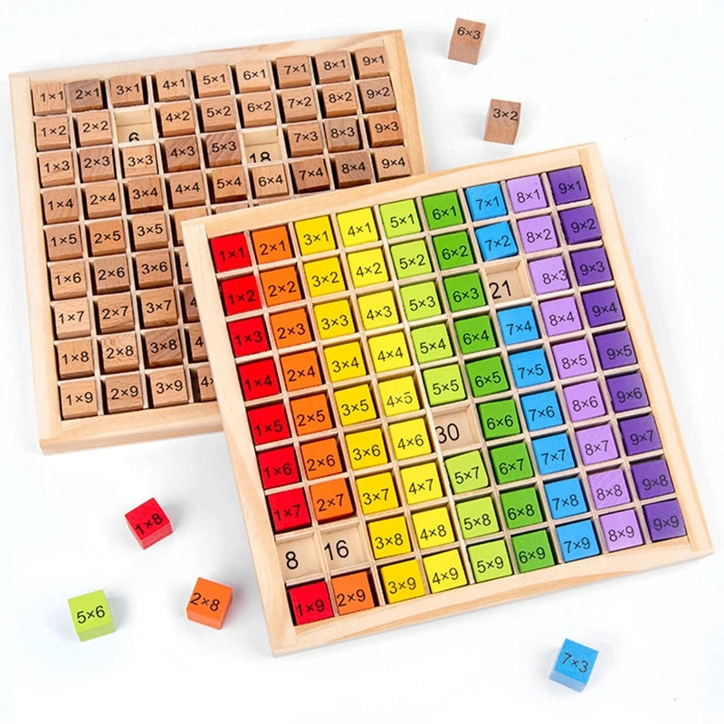Plateau de multiplication en bois – Jeu éducatif Montessori évolutif