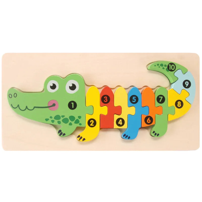 Puzzle éducatif en bois – Jeu Montessori évolutif animaux et dinosaures 3D