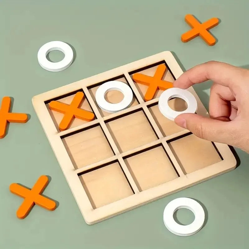 Jouet Montessori évolutif – Jeu de morpion en bois éducatif et puzzle logique