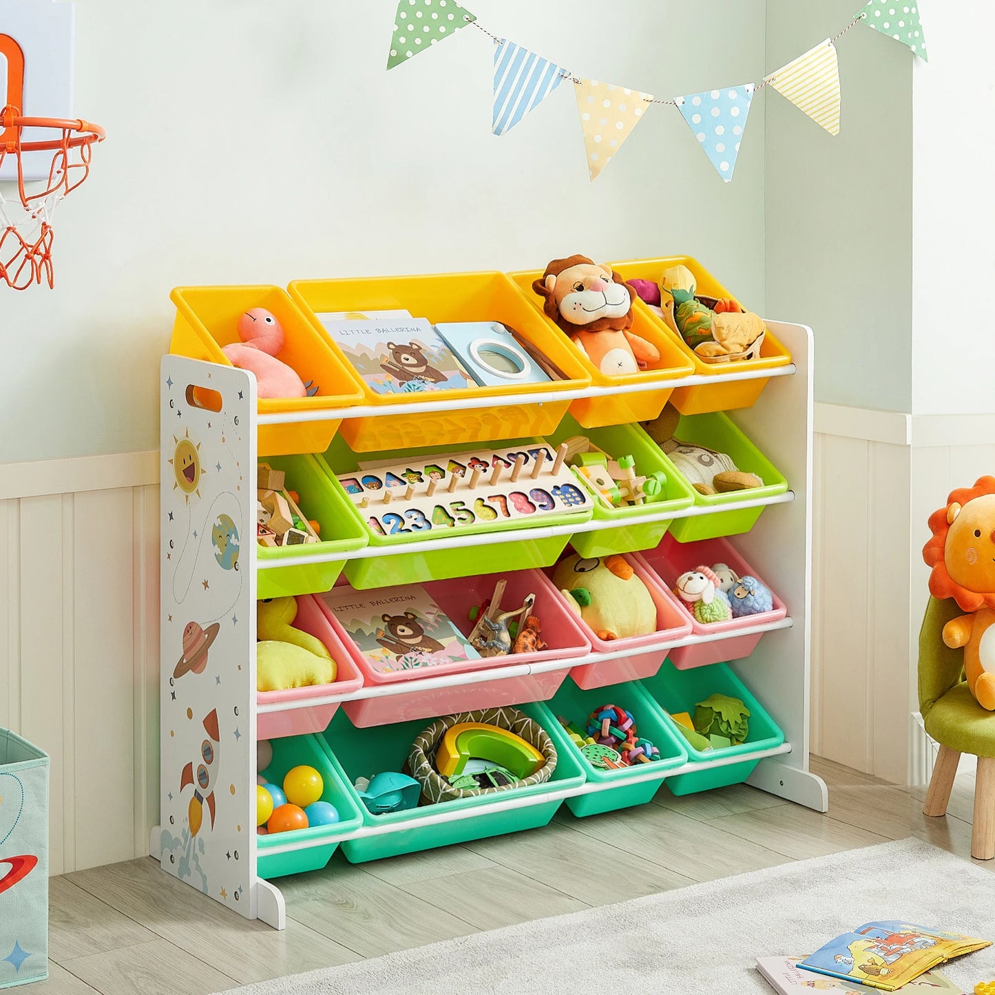 Étagère Montessori de Rangement avec Bacs Amovibles – Organisateur de Jouets et Livres pour Enfants