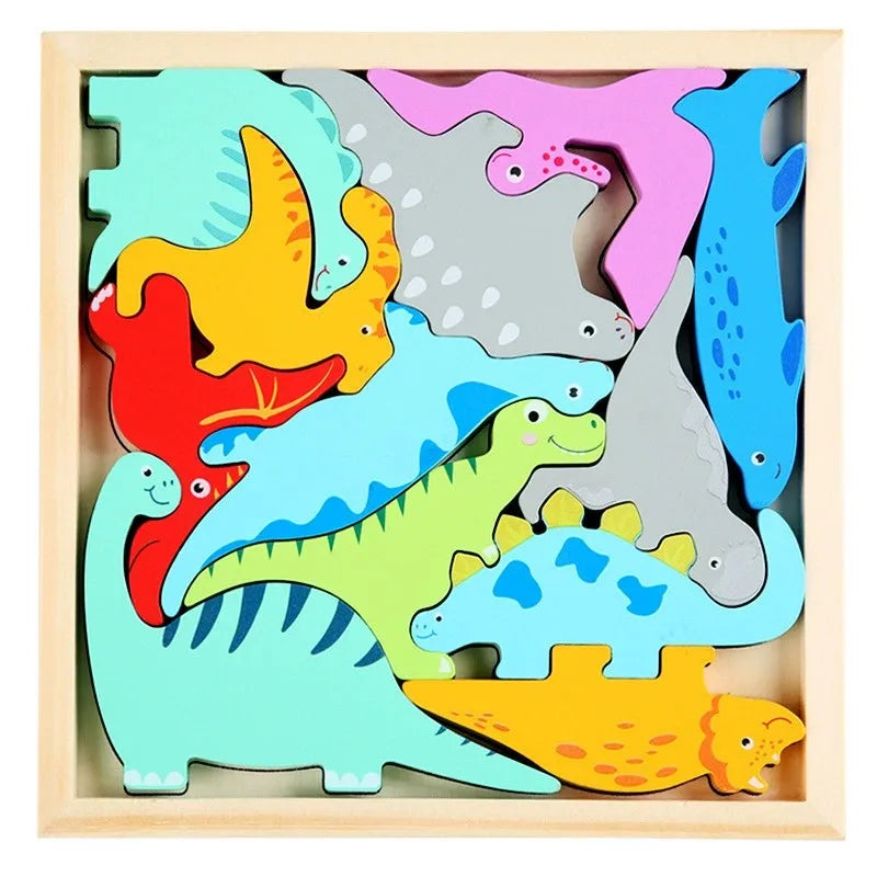 Puzzle éducatif en bois – Jeu Montessori évolutif animaux, fruits et véhicules