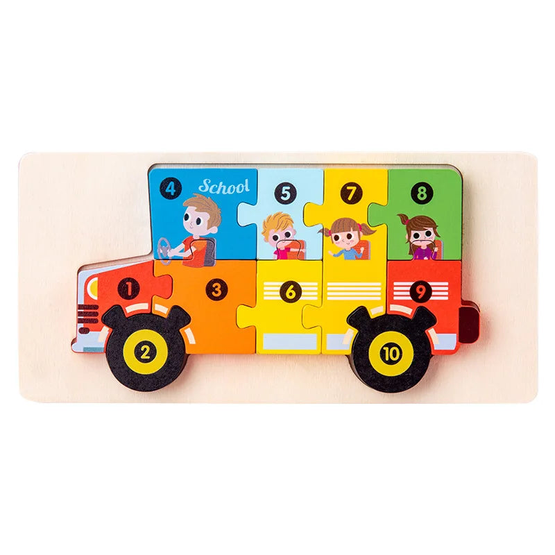 Puzzle éducatif en bois – Jeu Montessori évolutif animaux et dinosaures 3D