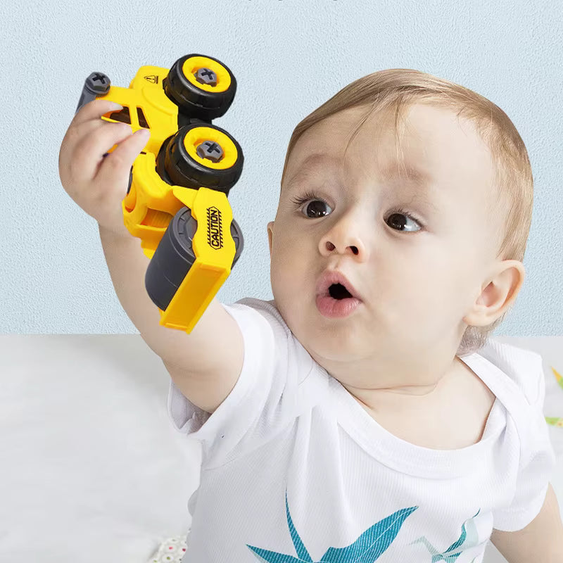 Set de Véhicules de Chantier Montessori – Camions & Engins à Monter et Démonter (8 pcs)