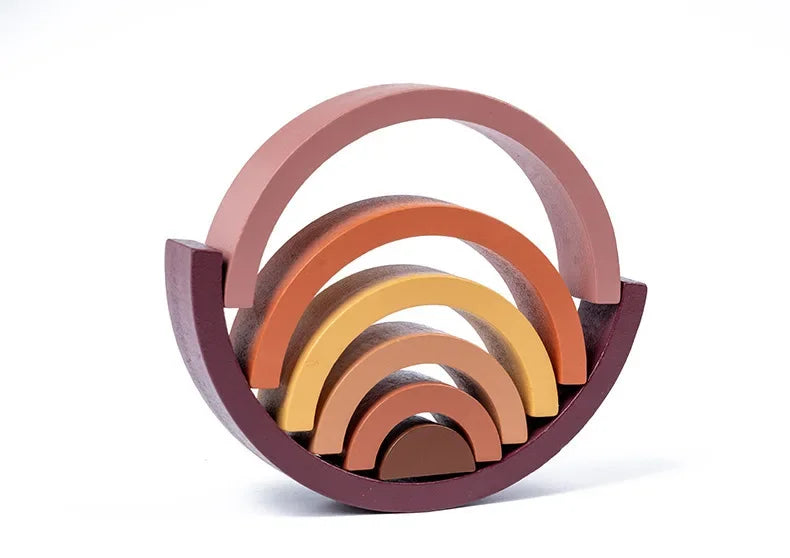 Arc-en-ciel Montessori en bois – Blocs d’empilement éducatifs