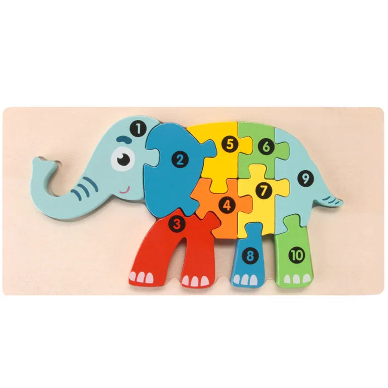 Puzzle éducatif en bois – Jeu Montessori évolutif animaux et dinosaures 3D