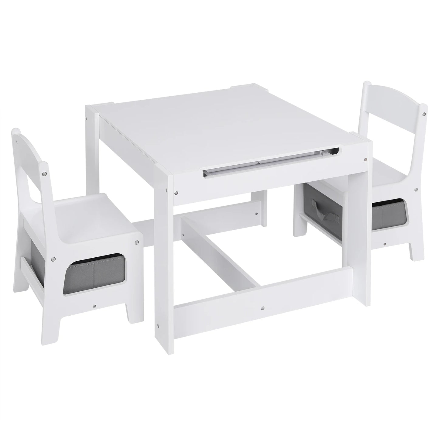 Table et Chaises Montessori avec Rangement – Plateau Réversible et Tableau Noir