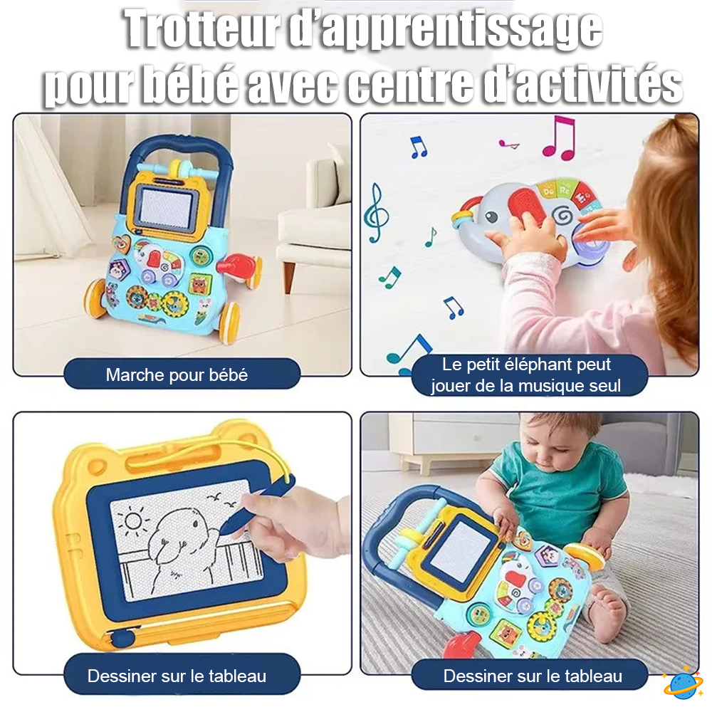 Pousseur Montessori Éducatif – Trotteur d’Activités 2-en-1 pour Bébé